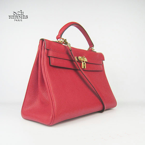 Hermes Kelly 35cm Togo Leather Bag Red 6308 Gold Hardware