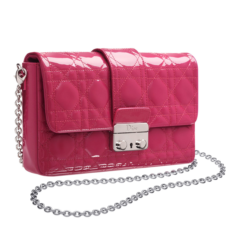 Dior New Lock pouch in raspberry patent leather