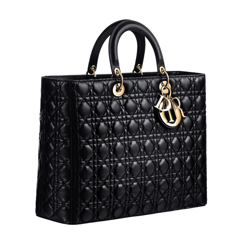 Large Miss Dior shopping bag in black leather