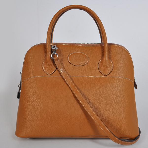 Hermes Bolide Bag 37cm clemence leather in Camel with Silver hardware