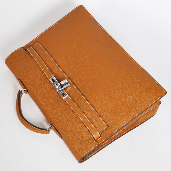 Hermes Kelly Briefcase Bag clemence leather in Camel