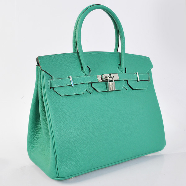 Hermes Birkin 35CM Lake Green clemence leather(Silver)