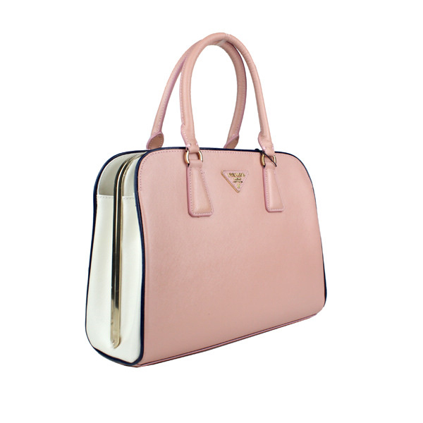 Prada Saffiano Leather Tote Bag 21267 Pink&White