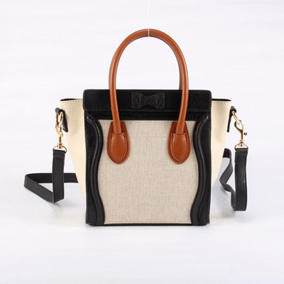 Celine Luggage small Fashion Bag Rich White Orange Black