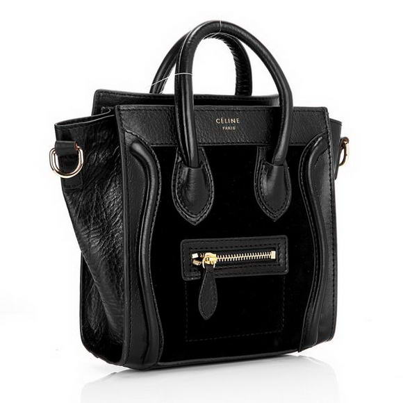 Celine Luggage Mini 165213MBA in Suede Black