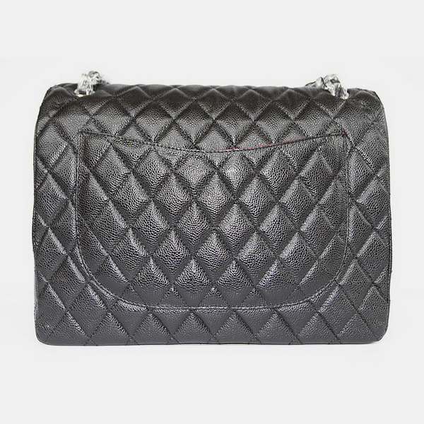 Chanel Flap Bag Quilted Black Caviar with Silver Chain 1116