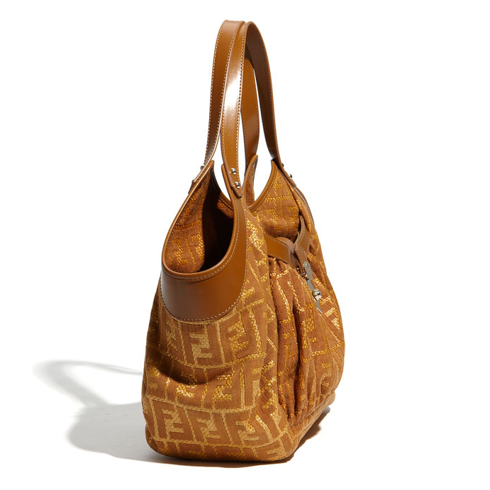 Fendi 'Chef Zucca - Small' Raffia & Fabric Tote