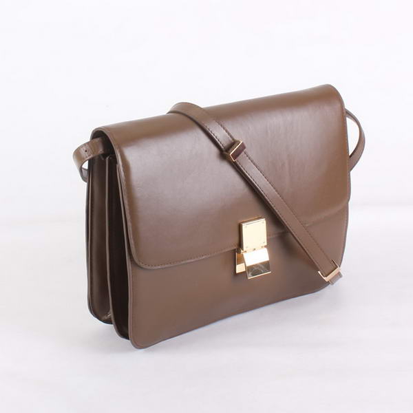 Top Quality Celine Classic Lambskin Large Box Bag Calf Leather 80088 Brown