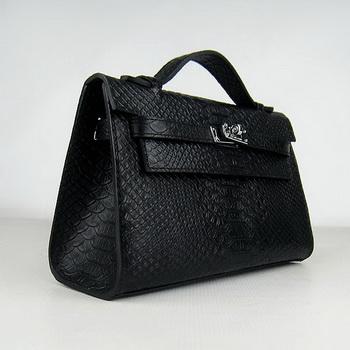 Hermes Kelly 22CM Black Snake Stripe