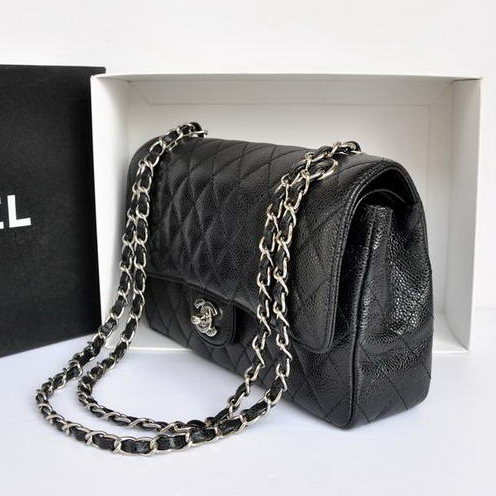 Chanel A1112 Flap Bag Original Caviar Leather Black