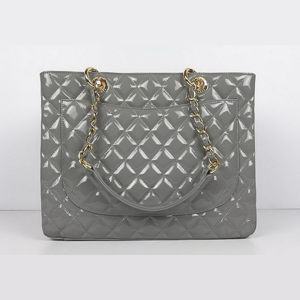 Chanel Gray Patent Leather Handbags 50995 Gold Hardware