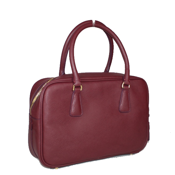 Prada Saffiano Leather Tote Bag BL1095 Bordeaux