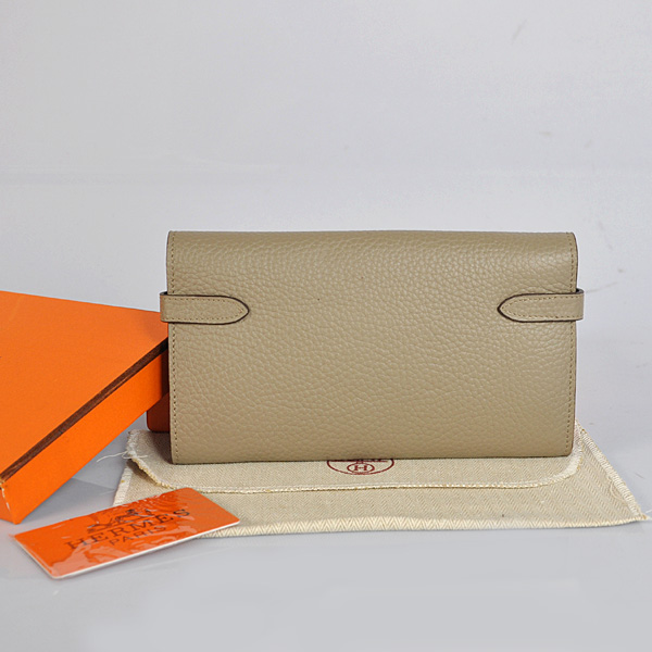 Hermes Kelly Wallet clemence leather in Dark Grey