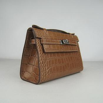 Hermes Kelly 22CM Light Coffee Crocodile Stripe