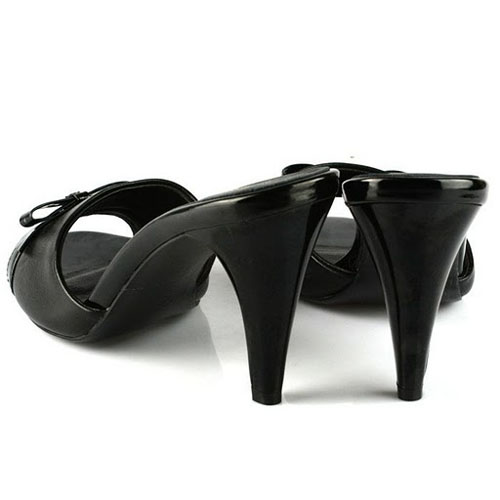 Chanel Black Leather Slipper