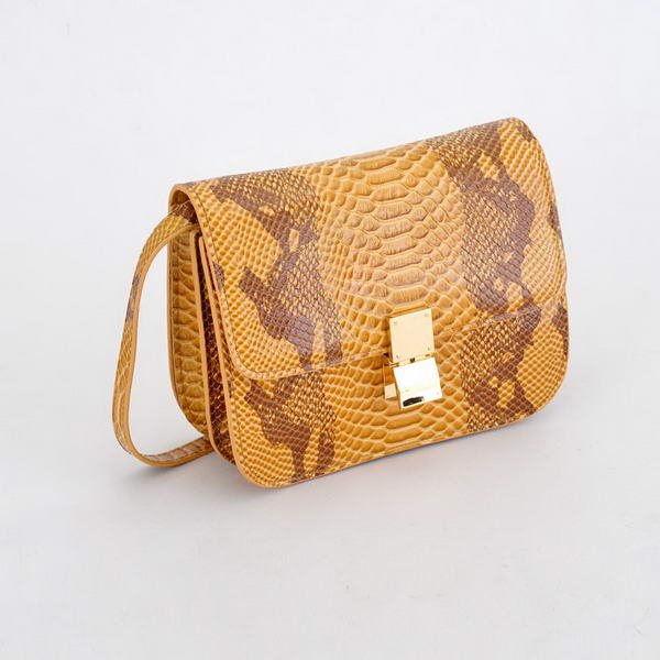 Celine Classic Box Small Flap Bag Snake Leather Yellow