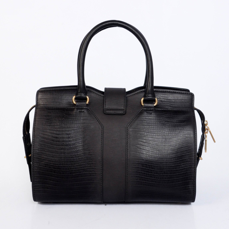 YSL Cabas Chyc lizard leather tote handbag 8220 black