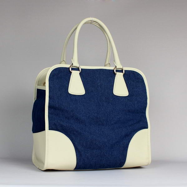 Prada BN2254_2ARC_F0IDR Denim Tote Bag Aviator Blue Chalk White