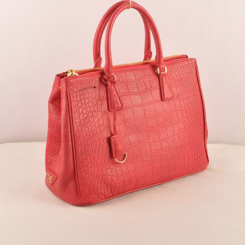 Prada Medium Croco Leather Tote Bag Peach