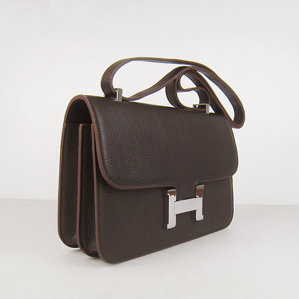 Hermes Constance Togo Leather Single Bag Dark Coffee Silver Hardware H020