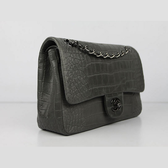 Chanel Fall Winter 2012 Croc Veins Leather Flap Bag A01112 Dark Green