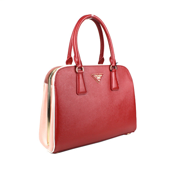 Prada Saffiano Leather Tote Bag 21267 Red&Pink