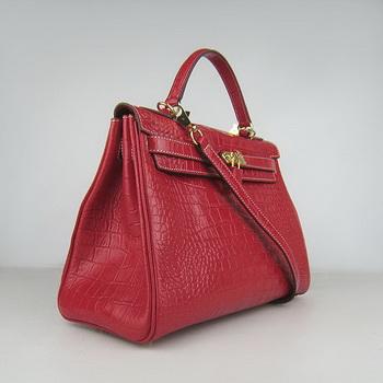 Hermes 32CM Red Crocodile Stripe(gold)