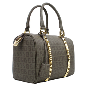 Fendi Zuccino plus stud Boston bag