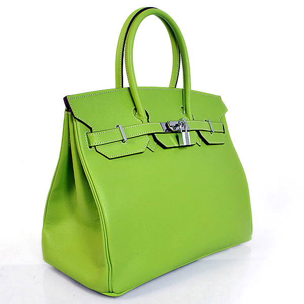 Hermes Birkin 35CM Palm stripes leather in green with Silver hardware