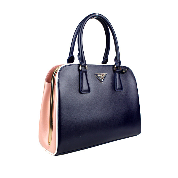 Prada Saffiano Leather Tote Bag 21267 Royalblue&Pink