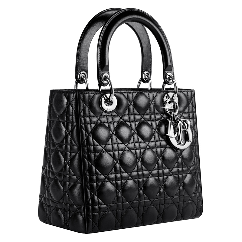 Lady Dior bag in black leather