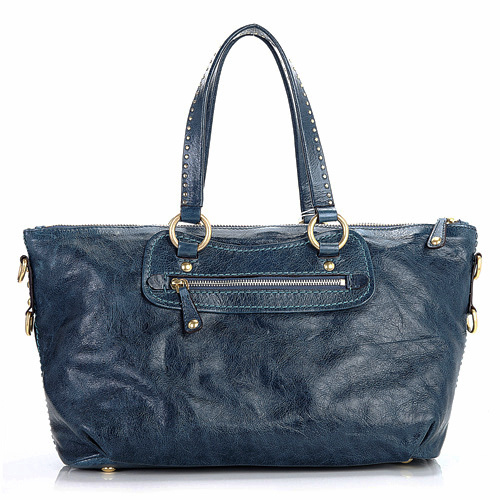 Miu Miu Shiny Leather Tote Bag 6683 Blue