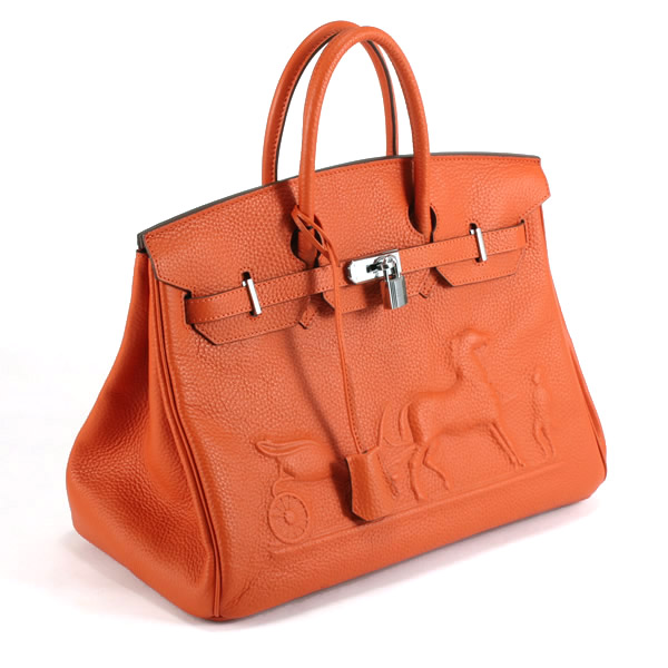 Hermes Birkin 35CM with Embossed logo Handbag orange 6089