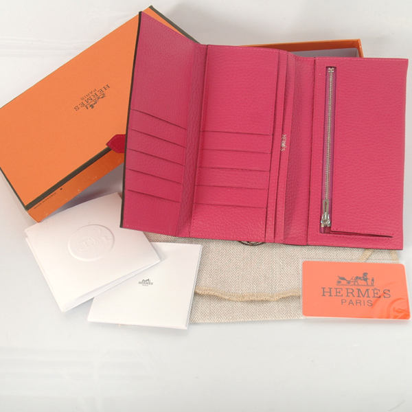 Hermes 3 fold wallet clemence leather in Peach