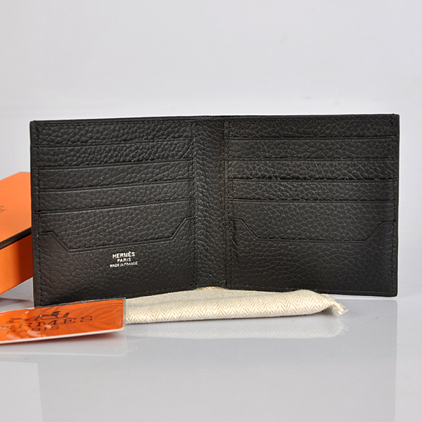 Hermes men Wallet clemence leather in Black