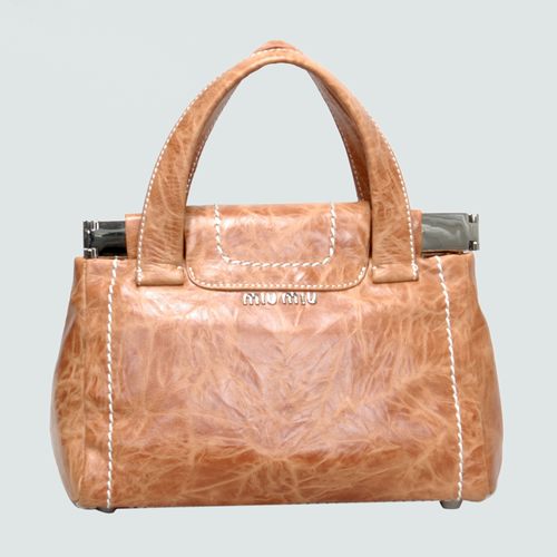 Miu Miu Shiny Leather Tote Flap Bags 90280 Wheat