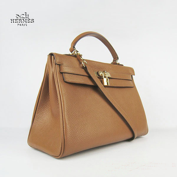 Hermes Kelly 35cm Togo Leather Bag Light Coffee 6308 Gold Hardware