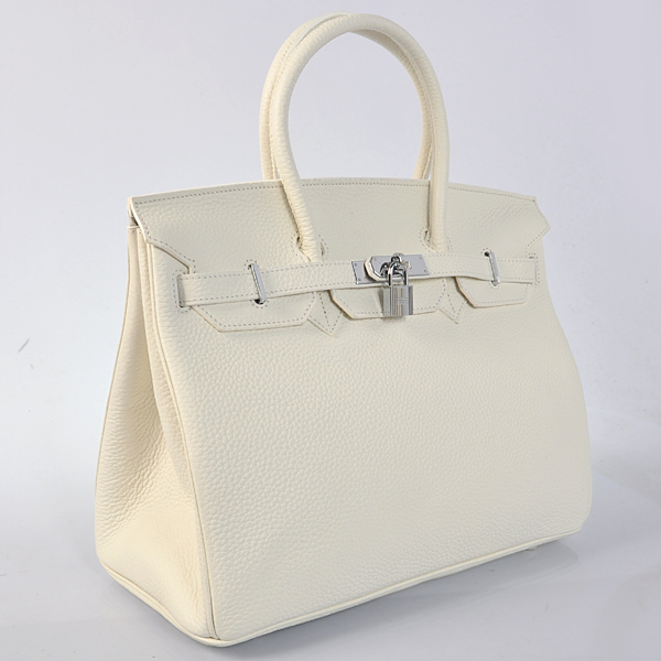 Hermes Birkin 35CM clemence leather in Pure white with Silver hardware