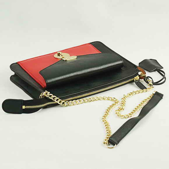 Celine Shoulder Bag Calfskin Red with Black