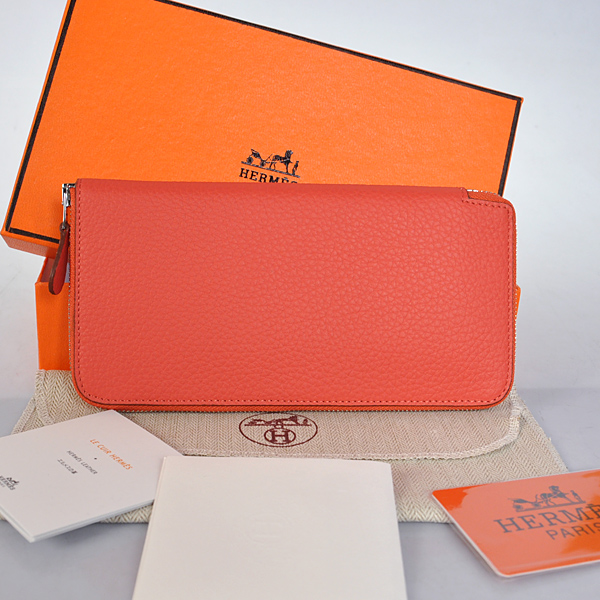 Hermes Evelyn Wallet clemence leather in Watermelon Red