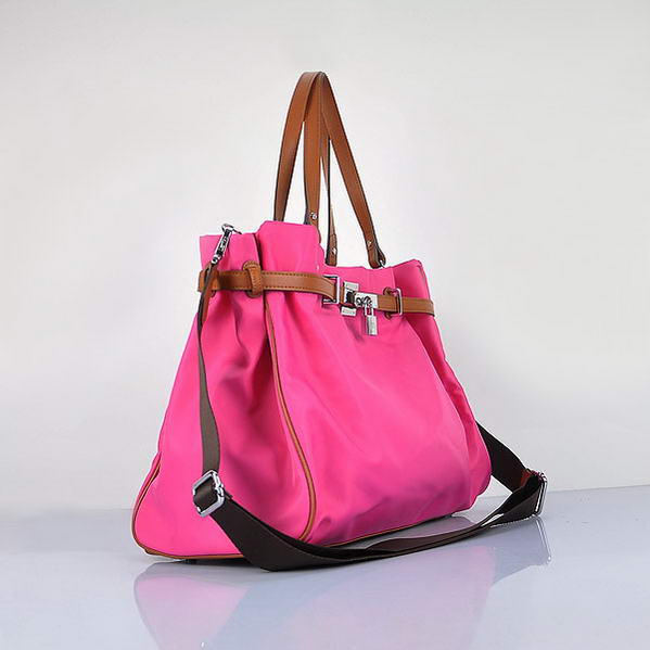 Top Quality Hermes 2012 Waterproof Fabric Shoulder Bag Peach