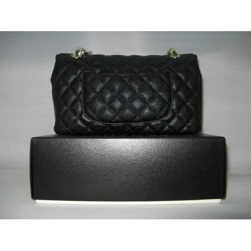 Chanel Caviar leather Black Flap bag with Gold chain