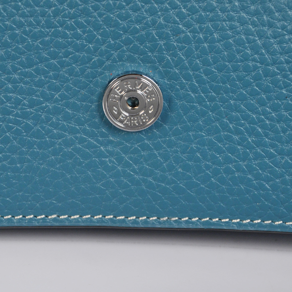 Hermes Liddy Bag clemence leather in Medium Blue with Silver hardware