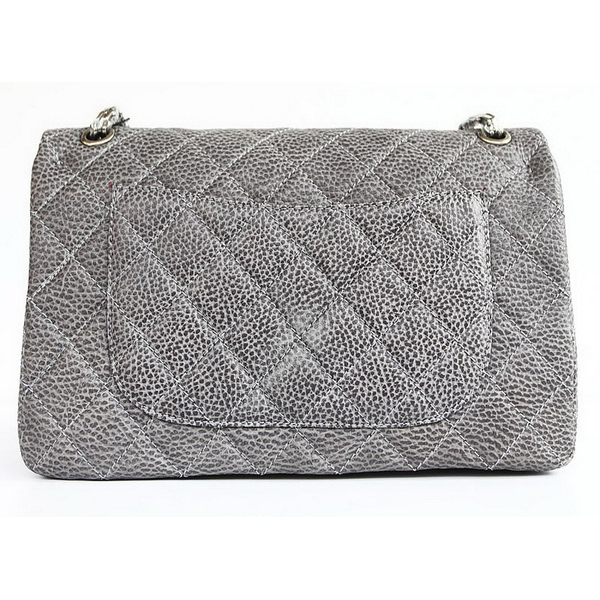 Chanel Flap Bag Quilted Ancient-Gray Leather with Silver Chain 48102