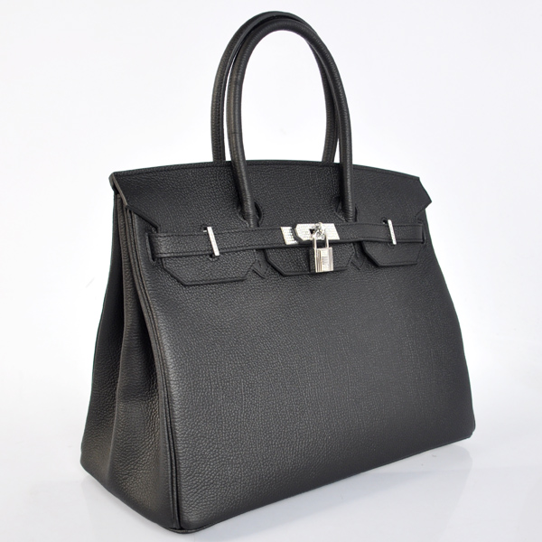 Hermes Birkin 35CM togo leather in Black with Silver hardware with diamond