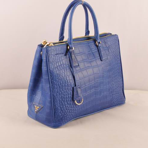 Prada Medium Croco Leather Tote Bag SkyBlue