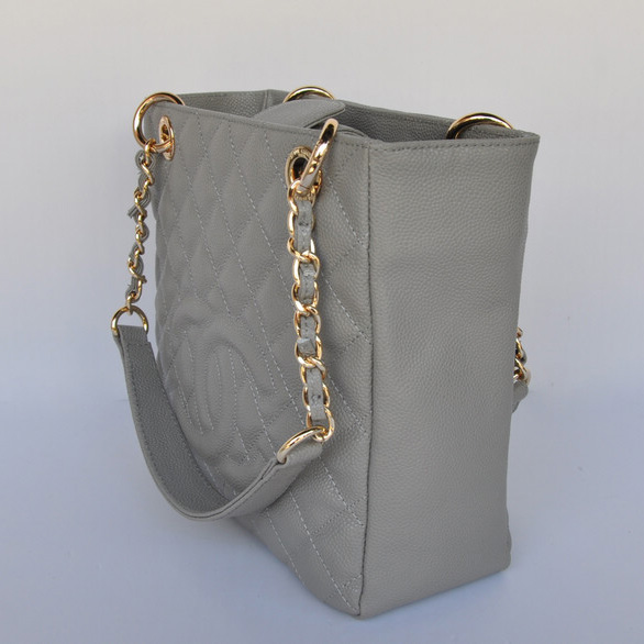 Chanel A50994 Grey Medium Shopping Bags Gold Hardware