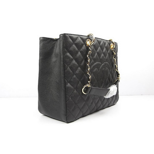 Chanel Handbags Black Caviar Leather with Gold Hardware 50995