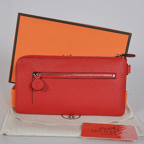 Hermes Zipper Wallet clemence leather in Flame