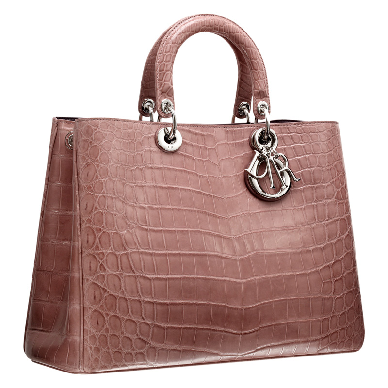 Matt dusky pink crocodile 'Diorissimo' bag